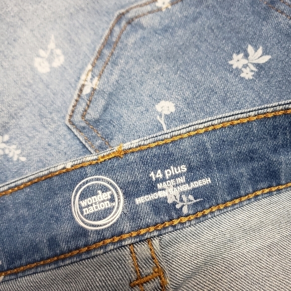 New wonder nation Girls denim jean flower shorts plus size 14 - Picture 7 of 9